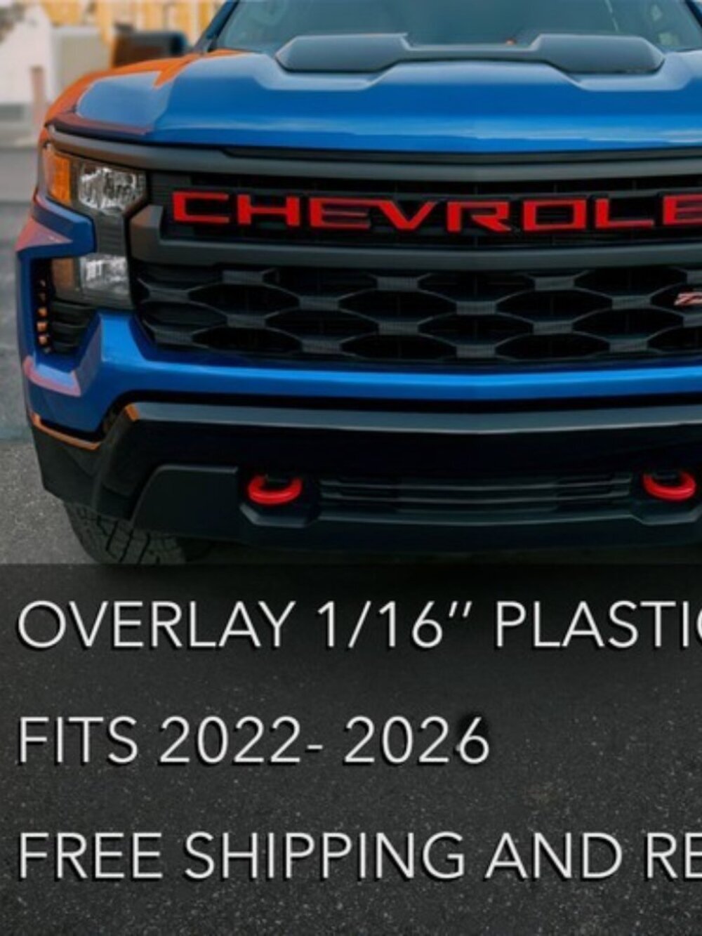 Overlay Grill Letters Inserts 2022 2023 2024 2025 2026 Silverado Red NOT VINYL